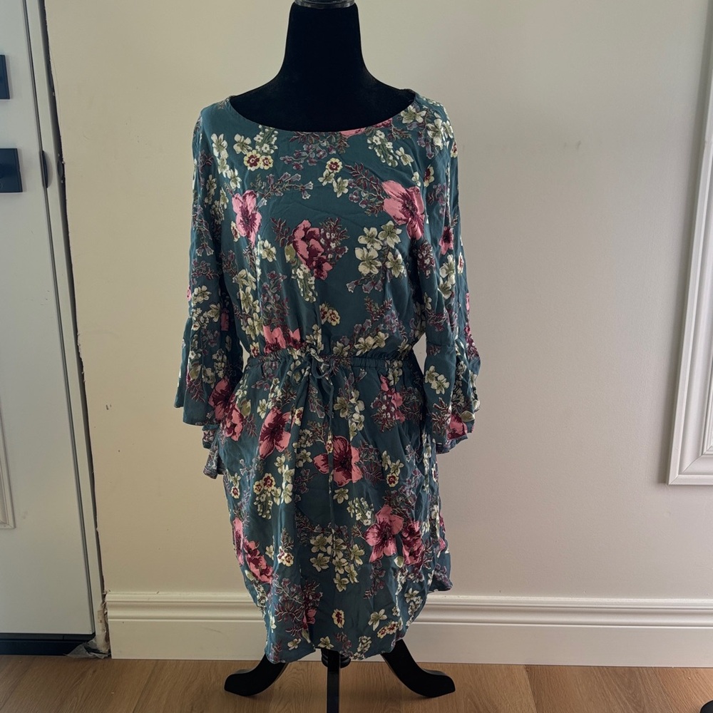 Miracle Blue Floral Long Sleeve Dress